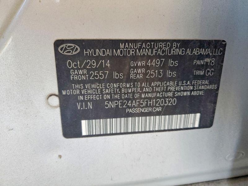 66609606 :رقم المزاد ، 5NPE24AF5FH120320 vin ، 2015 Hyundai Sonata مزاد بيع