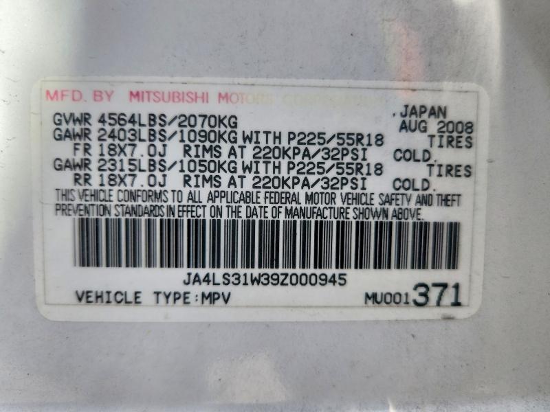 Aukcja sprzedaży 2009 Mitsubishi Outlander, vin: JA4LS31W39Z000945, numer aukcji: 66096346