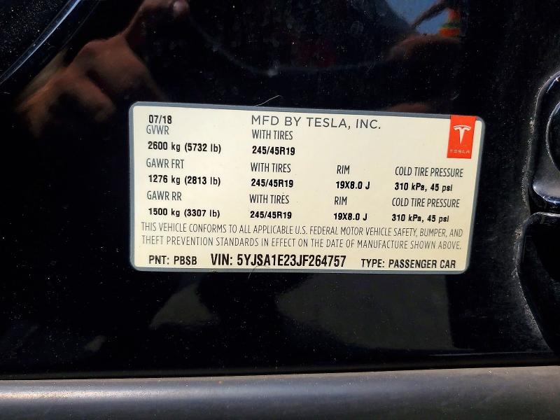 Aukcja sprzedaży 2018 Tesla Model S, vin: 5YJSA1E23JF264757, numer aukcji: 65167516