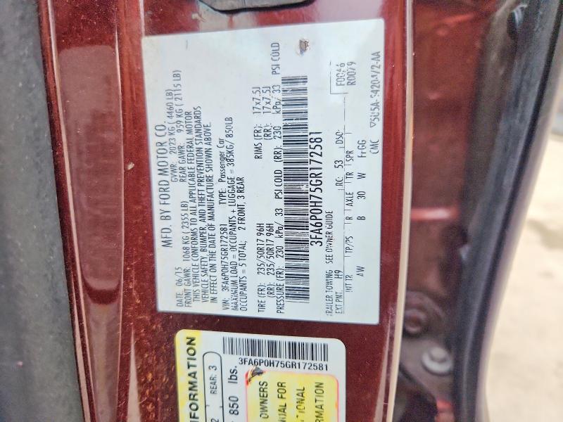 Aukcja sprzedaży 2016 Ford Fusion, vin: 3FA6P0H75GR172581, numer aukcji: 66542576
