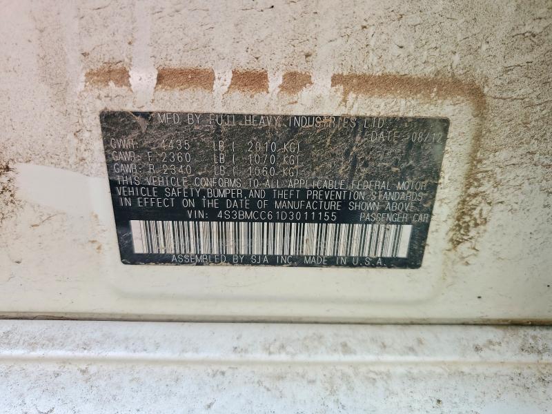 2013 Subaru Legacy მანქანა იყიდება აუქციონზე, vin: 4S3BMCC61D3011155, აუქციონის ნომერი: 65190526