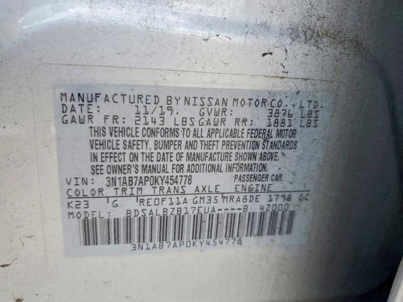 Продажа на аукционе авто 2019 Nissan Sentra, vin: 3N1AB7AP0KY454778, номер лота: 63837696