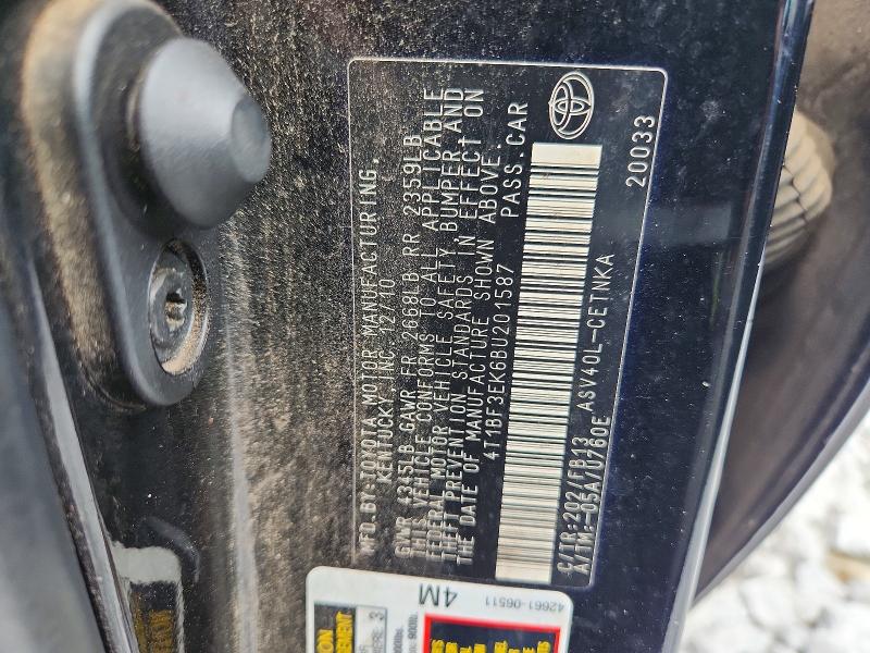 63659026 :رقم المزاد ، 4T1BF3EK6BU201587 vin ، 2011 Toyota Camry مزاد بيع
