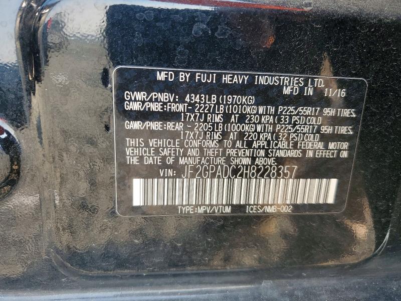 2017 Subaru Crosstrek მანქანა იყიდება აუქციონზე, vin: JF2GPADC2H8228357, აუქციონის ნომერი: 63243266