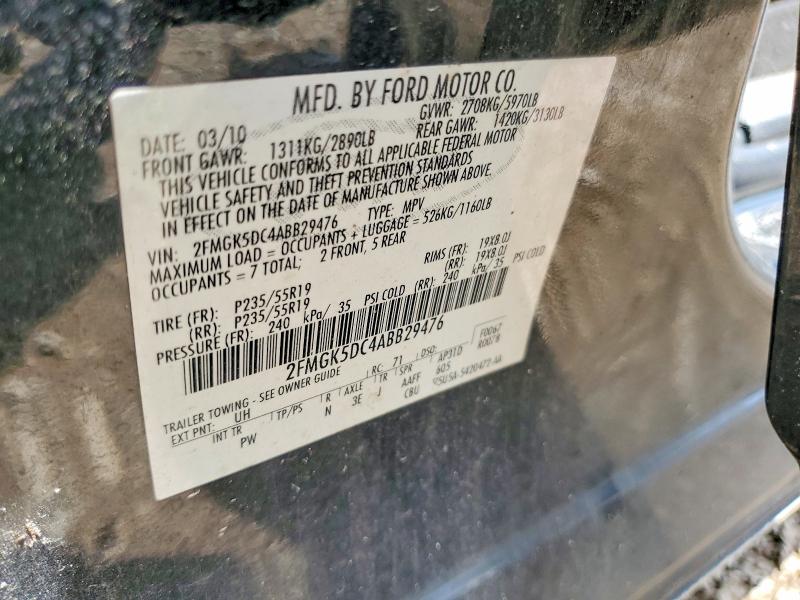 Aukcja sprzedaży 2010 Ford Flex, vin: 2FMGK5DC4ABB29476, numer aukcji: 65416506