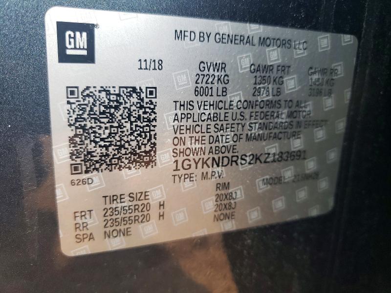 2019 Cadillac Xt5 მანქანა იყიდება აუქციონზე, vin: 1GYKNDRS2KZ183691, აუქციონის ნომერი: 63652906