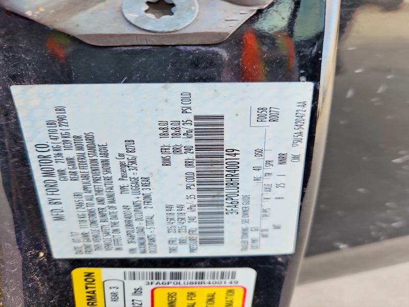 2017 Ford Fusion მანქანა იყიდება აუქციონზე, vin: 3FA6P0LU8HR400149, აუქციონის ნომერი: 63713276