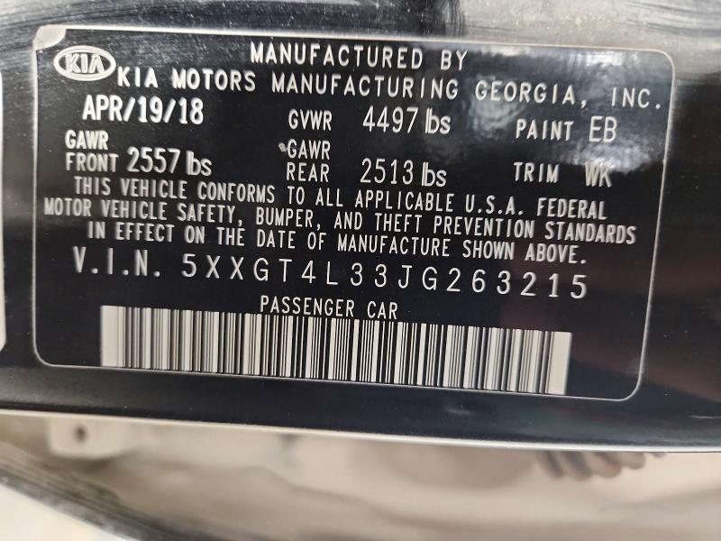 Продажа на аукционе авто 2018 Kia Optima, vin: 5XXGT4L33JG263215, номер лота: 63722966
