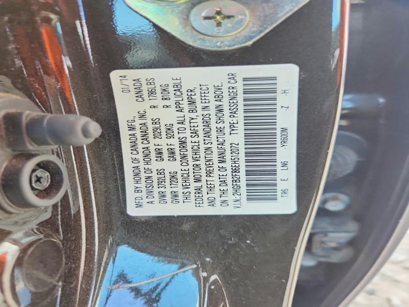 Aukcja sprzedaży 2014 Honda Civic, vin: 2HGFB2F86EH512072, numer aukcji: 64084386