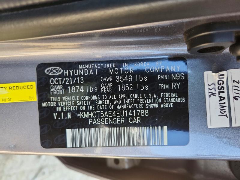 2014 Hyundai Accent მანქანა იყიდება აუქციონზე, vin: KMHCT5AE4EU141788, აუქციონის ნომერი: 63697656
