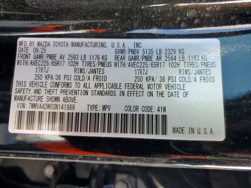 65342326 :رقم المزاد ، 7MMVAADW6SN141989 vin ، 2025 Mazda Cx-50 مزاد بيع