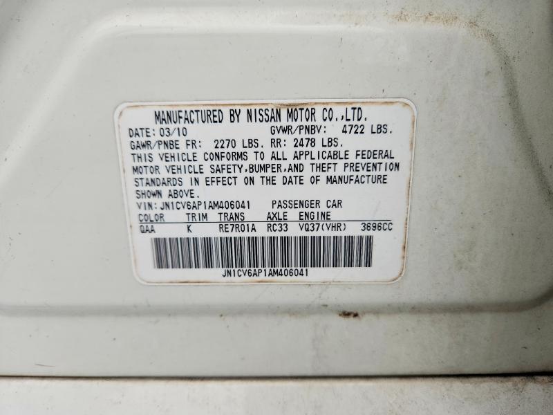 64147636 :رقم المزاد ، JN1CV6AP1AM406041 vin ، 2010 Infiniti G37 Sedan مزاد بيع