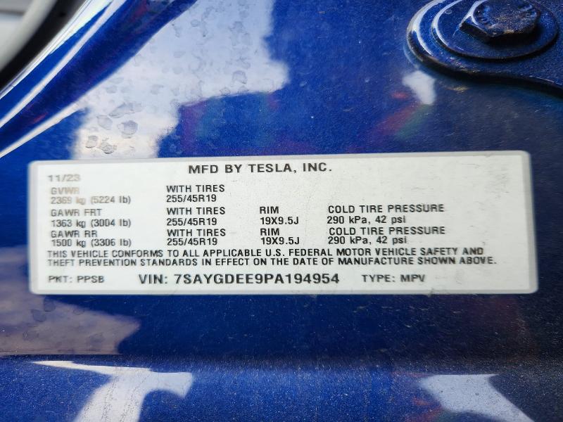 Aukcja sprzedaży 2023 Tesla Model Y, vin: 7SAYGDEE9PA194954, numer aukcji: 63925126