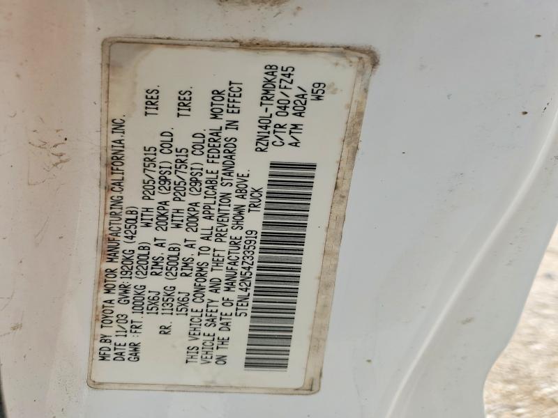 Aukcja sprzedaży 2004 Toyota Tacoma, vin: 5TENL42N54Z335919, numer aukcji: 63717106