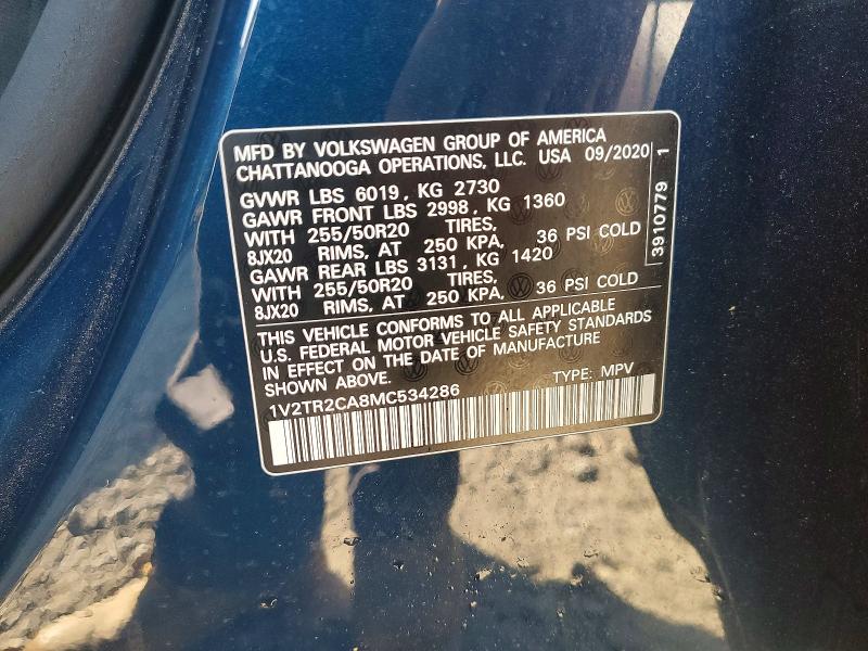 Aukcja sprzedaży 2021 Volkswagen Atlas, vin: 1V2TR2CA8MC534286, numer aukcji: 65898056