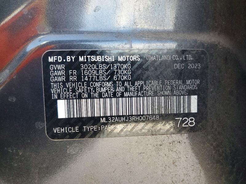 Продажа на аукционе авто 2024 Mitsubishi Mirage, vin: ML32AUHJ3RH007648, номер лота: 65098536