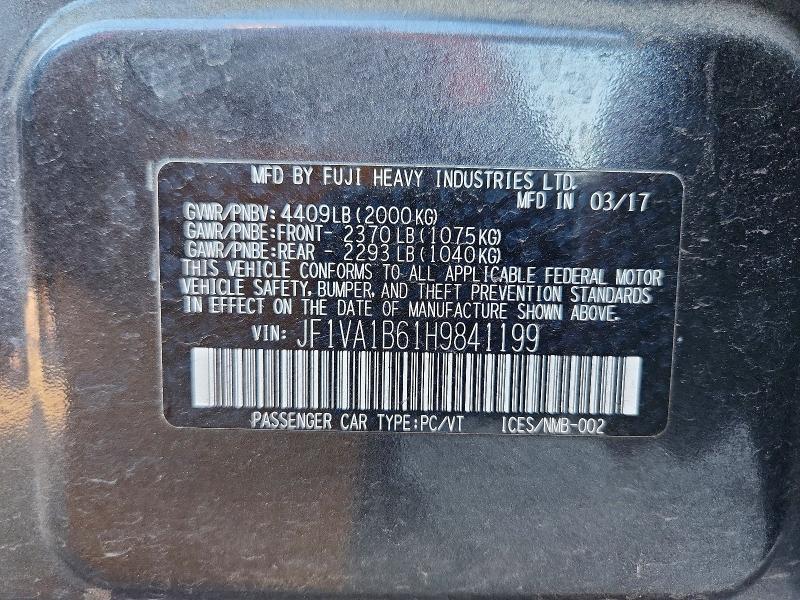 65398376 :رقم المزاد ، JF1VA1B61H9841199 vin ، 2017 Subaru Wrx مزاد بيع