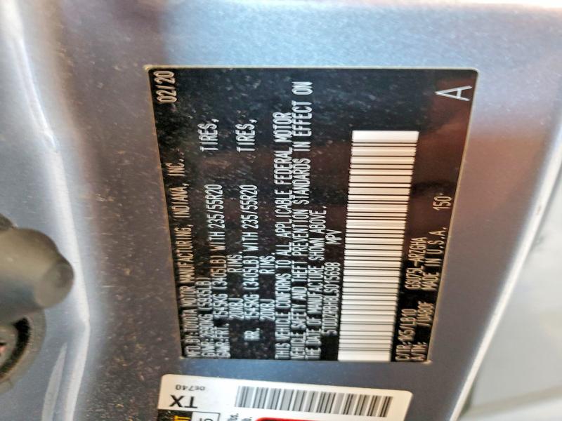Aukcja sprzedaży 2020 Toyota Highlander, vin: 5TDDZRBH8LS015698, numer aukcji: 63943036