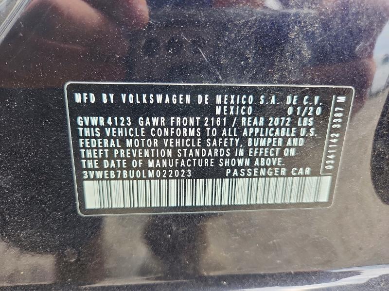 63301456 :رقم المزاد ، 3VWEB7BU0LM022023 vin ، 2020 Volkswagen Jetta مزاد بيع