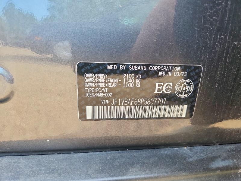 Продаж на аукціоні авто 2023 Subaru Wrx, vin: JF1VBAF68P9807797, номер лоту: 64680546