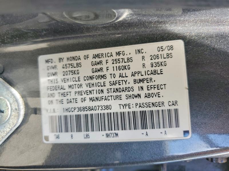 Продаж на аукціоні авто 2008 Honda Accord, vin: 1HGCP36858A073380, номер лоту: 64503396