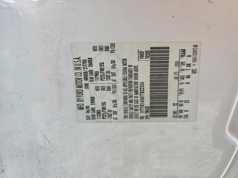 2000 Ford Ranger მანქანა იყიდება აუქციონზე, vin: 1FTYR14V6YTB22554, აუქციონის ნომერი: 65693286