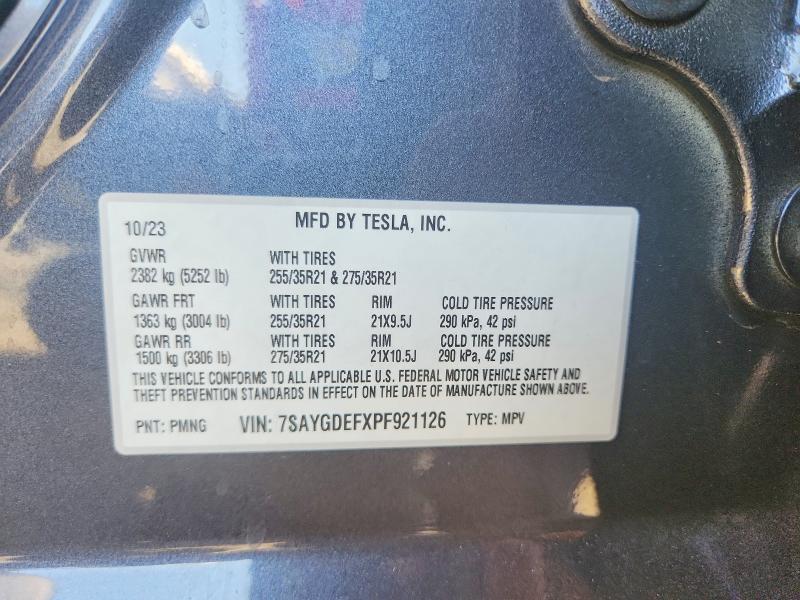 61452616 :رقم المزاد ، 7SAYGDEFXPF921126 vin ، 2023 Tesla Model Y مزاد بيع
