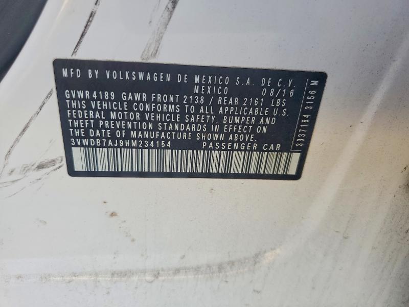 Продаж на аукціоні авто 2017 Volkswagen Jetta, vin: 3VWDB7AJ9HM234154, номер лоту: 66049696