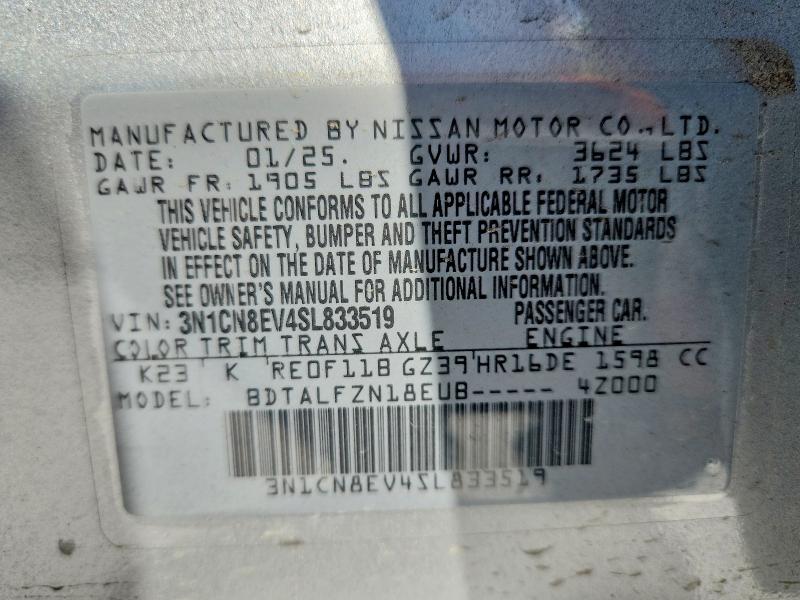 Продажа на аукционе авто 2025 Nissan Versa, vin: 3N1CN8EV4SL833519, номер лота: 67002326