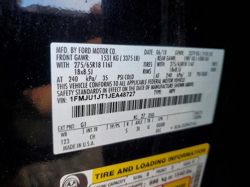 Aukcja sprzedaży 2018 Ford Expedition, vin: 1FMJU1JT1JEA48727, numer aukcji: 64447796