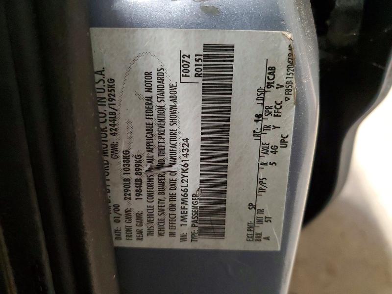 Aukcja sprzedaży 2000 Mercury Mystique, vin: 1MEFM66L2YK614324, numer aukcji: 63380506