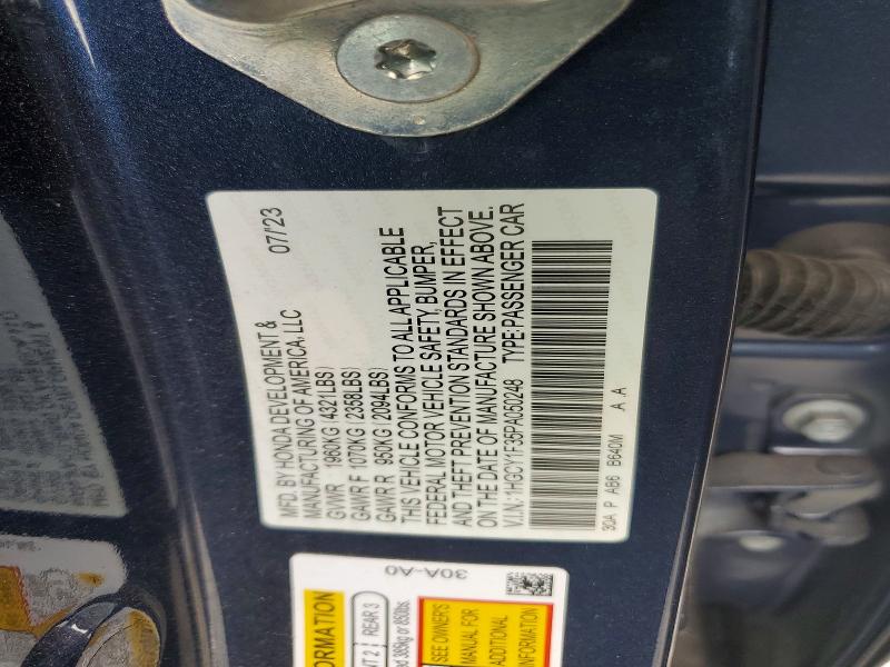 Продаж на аукціоні авто 2023 Honda Accord, vin: 1HGCY1F35PA050248, номер лоту: 66018376
