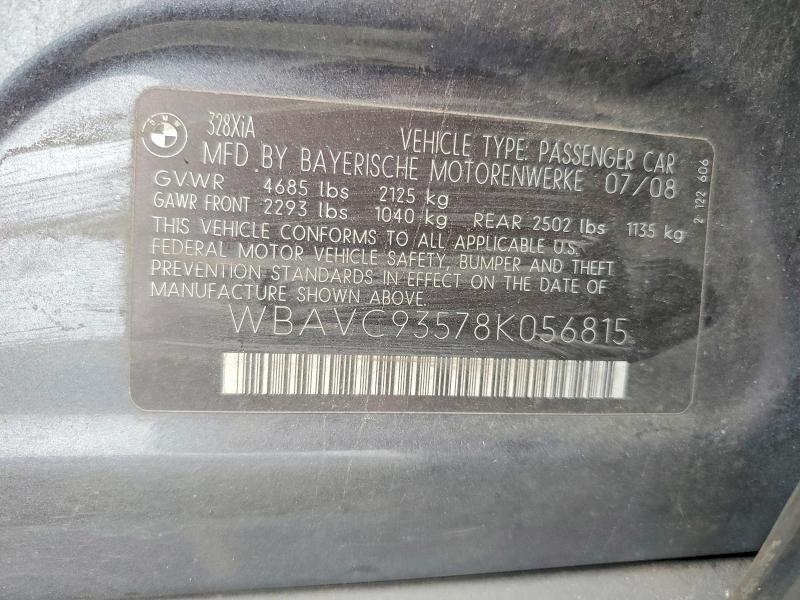64613926 :رقم المزاد ، WBAVC93578K056815 vin ، 2008 Bmw 328 مزاد بيع