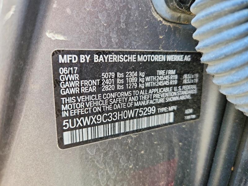 Aukcja sprzedaży 2017 Bmw X3, vin: 5UXWX9C33H0W75299, numer aukcji: 66409876