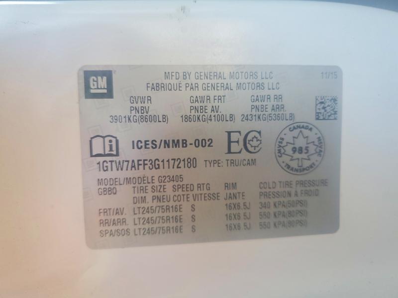 2016 Gmc 2500 მანქანა იყიდება აუქციონზე, vin: 1GTW7AFF3G1172180, აუქციონის ნომერი: 64451196