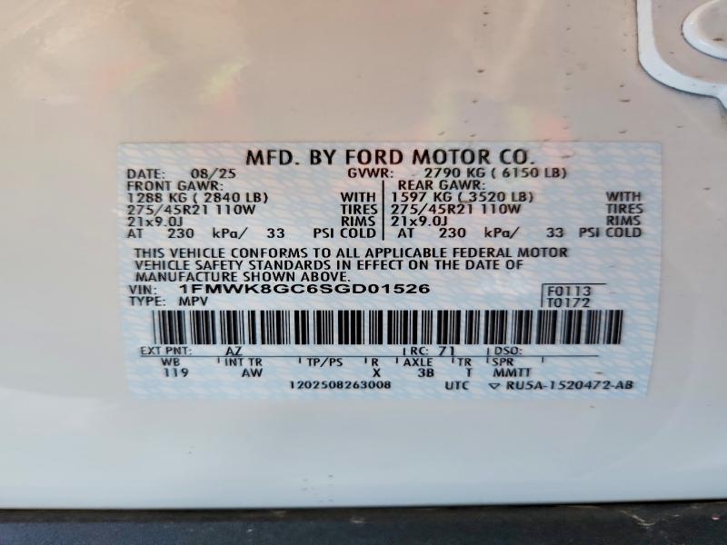 2025 Ford Explorer მანქანა იყიდება აუქციონზე, vin: 1FMWK8GC6SGD01526, აუქციონის ნომერი: 64300326