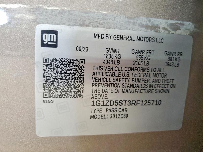 Aukcja sprzedaży 2024 Chevrolet Malibu, vin: 1G1ZD5ST3RF125710, numer aukcji: 64615826