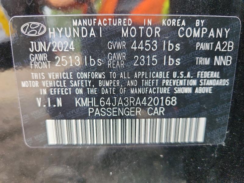 2024 Hyundai Sonata მანქანა იყიდება აუქციონზე, vin: KMHL64JA3RA420168, აუქციონის ნომერი: 66814556