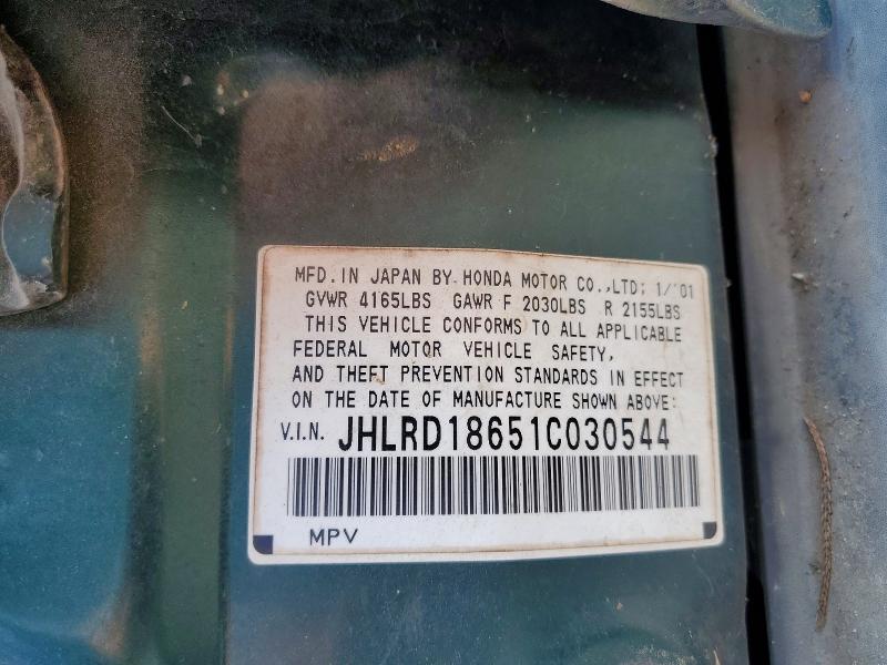 64400816 :رقم المزاد ، JHLRD18651C030544 vin ، 2001 Honda Cr-v مزاد بيع