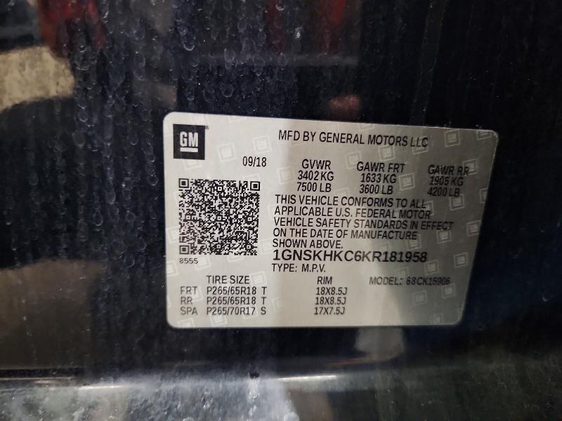 Продаж на аукціоні авто 2019 Chevrolet Suburban, vin: 1GNSKHKC6KR181958, номер лоту: 64071666