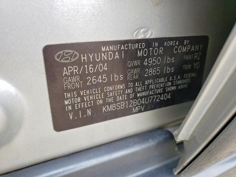 Продаж на аукціоні авто 2004 Hyundai Santa Fe, vin: KM8SB12B04U772404, номер лоту: 64993486