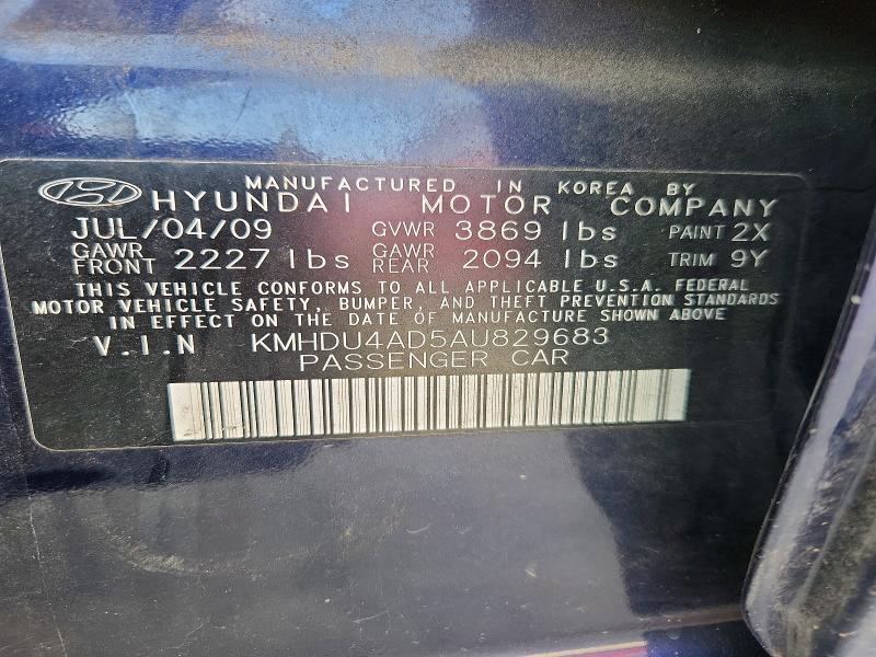Aukcja sprzedaży 2010 Hyundai Elantra, vin: KMHDU4AD5AU829683, numer aukcji: 66944536