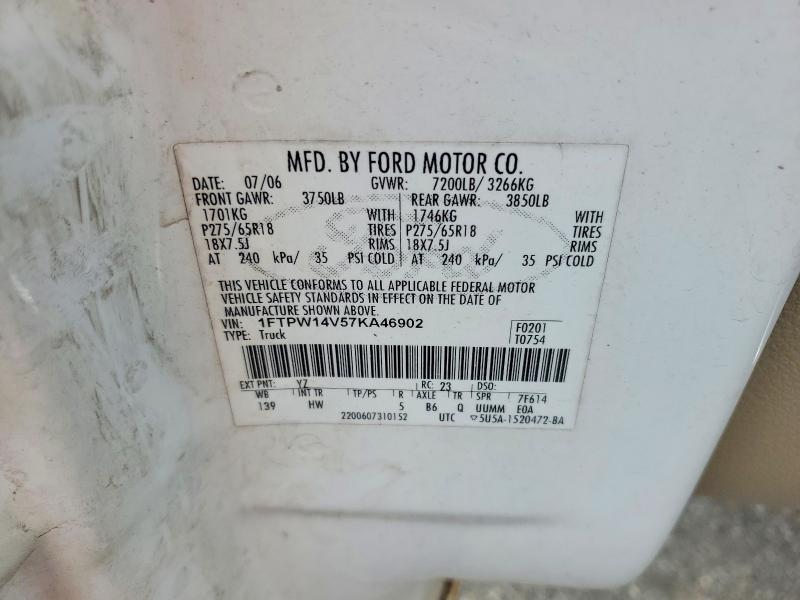 63124666 :رقم المزاد ، 1FTPW14V57KA46902 vin ، 2007 Ford F150 مزاد بيع