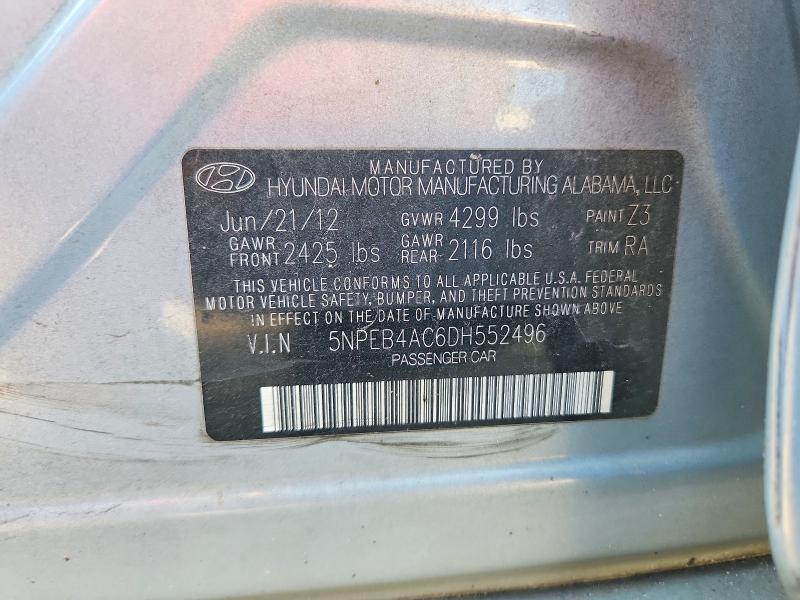 2013 Hyundai Sonata მანქანა იყიდება აუქციონზე, vin: 5NPEB4AC6DH552496, აუქციონის ნომერი: 63445716