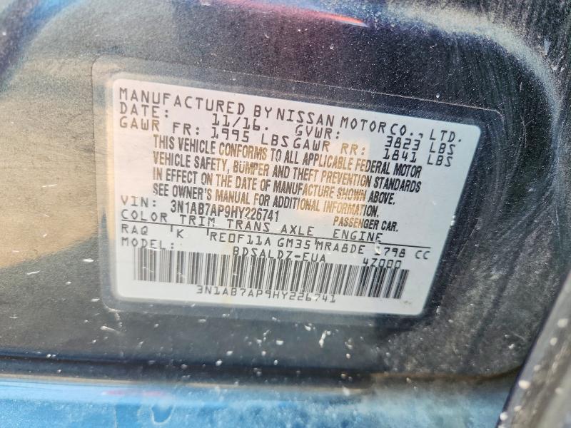 66827286 :رقم المزاد ، 3N1AB7AP9HY226741 vin ، 2017 Nissan Sentra مزاد بيع