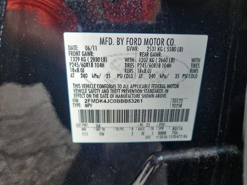 Aukcja sprzedaży 2011 Ford Edge, vin: 2FMDK4JC0BBB53261, numer aukcji: 66236116