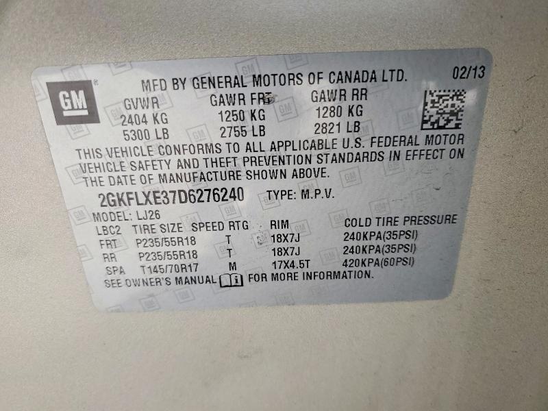 63999136 :رقم المزاد ، 2GKFLXE37D6276240 vin ، 2013 Gmc Terrain مزاد بيع