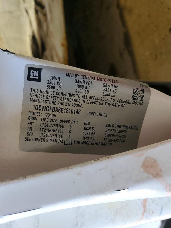 Aukcja sprzedaży 2014 Chevrolet Express G2500, vin: 1GCWGFBA6E1210148, numer aukcji: 68087756
