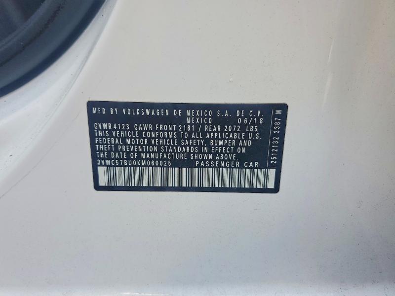 65541426 :رقم المزاد ، 3VWC57BU0KM060025 vin ، 2019 Volkswagen Jetta مزاد بيع