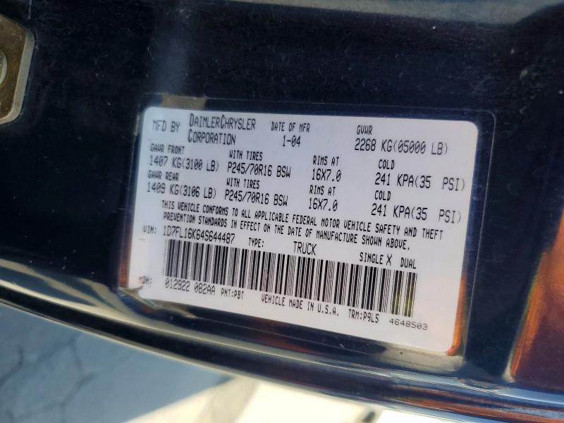 2004 Dodge Dakota მანქანა იყიდება აუქციონზე, vin: 1D7FL16K64S644487, აუქციონის ნომერი: 66605976